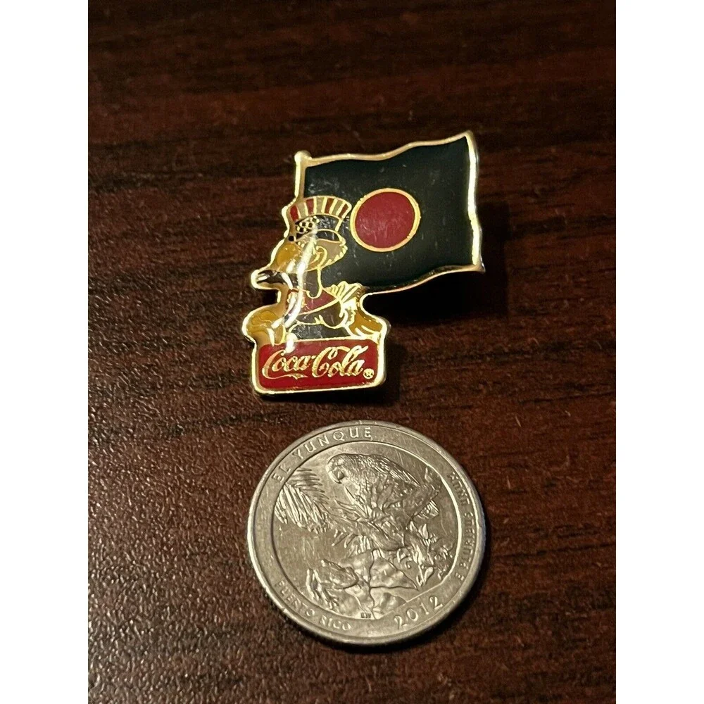 Vintage 1984 LA Olympics Coca Cola Sam‎ Eagle Bangladesh Flag Lapel Pin